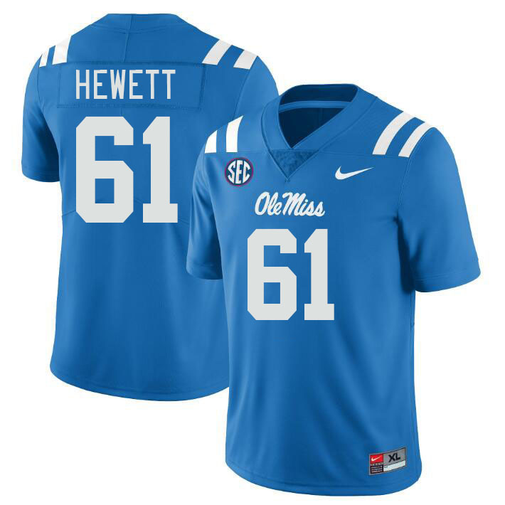 Men #61 Lane Hewett Ole Miss Rebels College Football Jerseyes Stitched Sale-Powder Blue